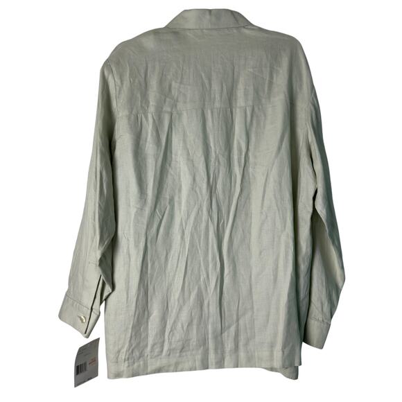 Vtg Elisabeth By Liz Claiborne Linen Button Up Blouse Light Sage Green 1X NWT - Picture 5 of 5